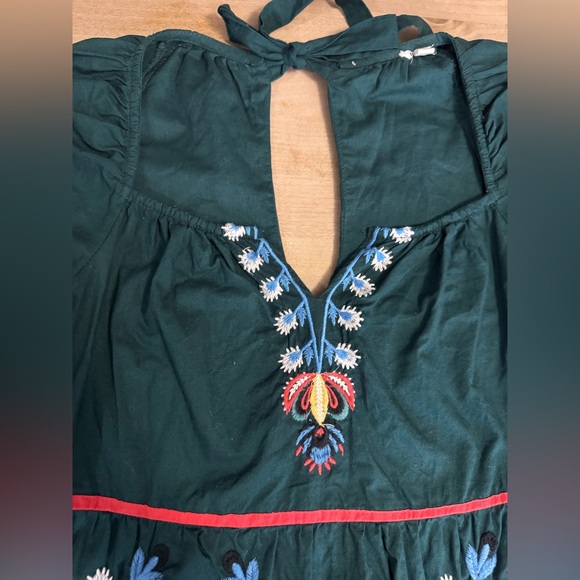 Anthropologie Green Embroidered Long Sleeve Dress - Picture 6 of 10